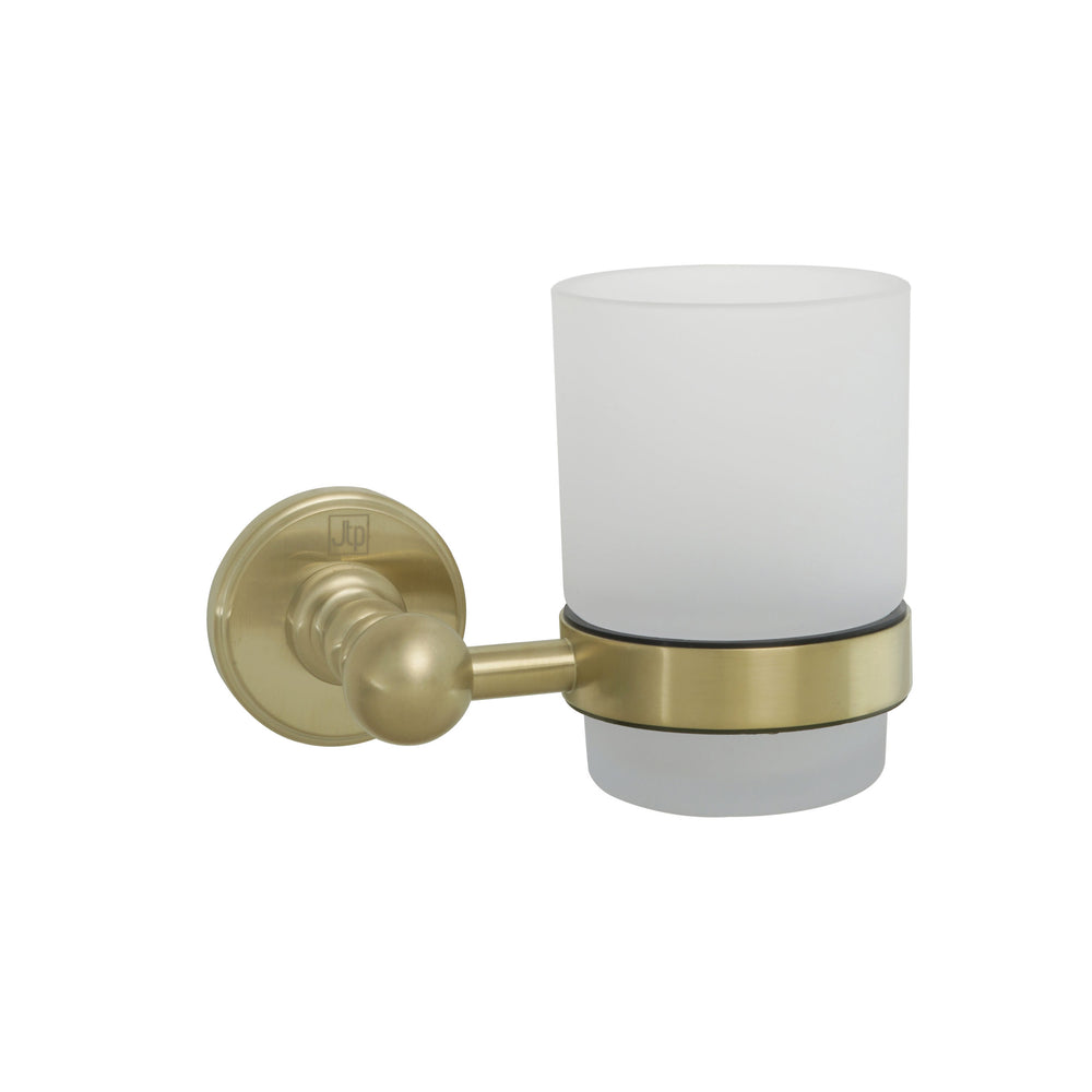 JTP Grosvenor Tumbler Holder, Clear Glass in Brushed Brass