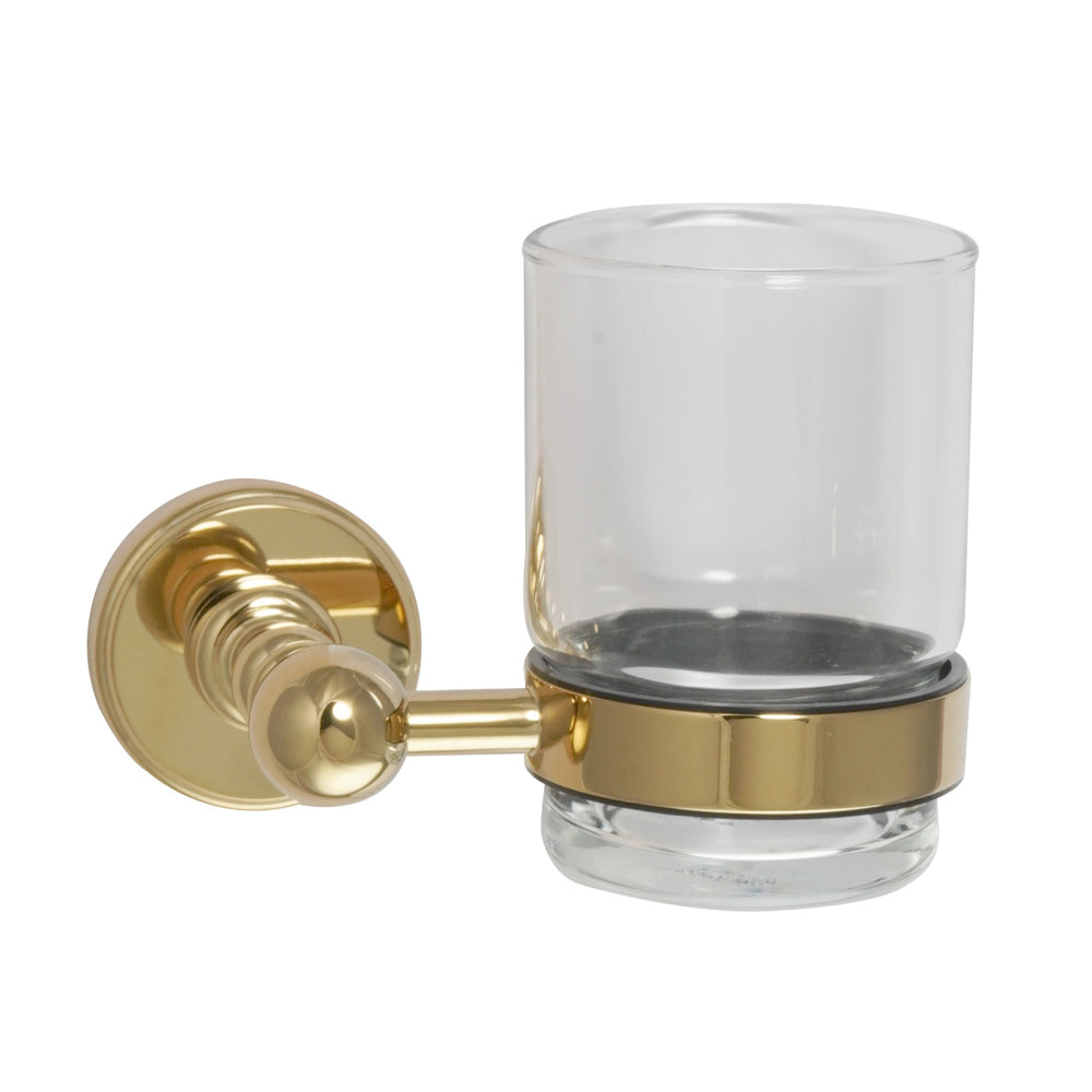 JTP Grosvenor Tumbler Holder, Clear Glass in Polished Gold