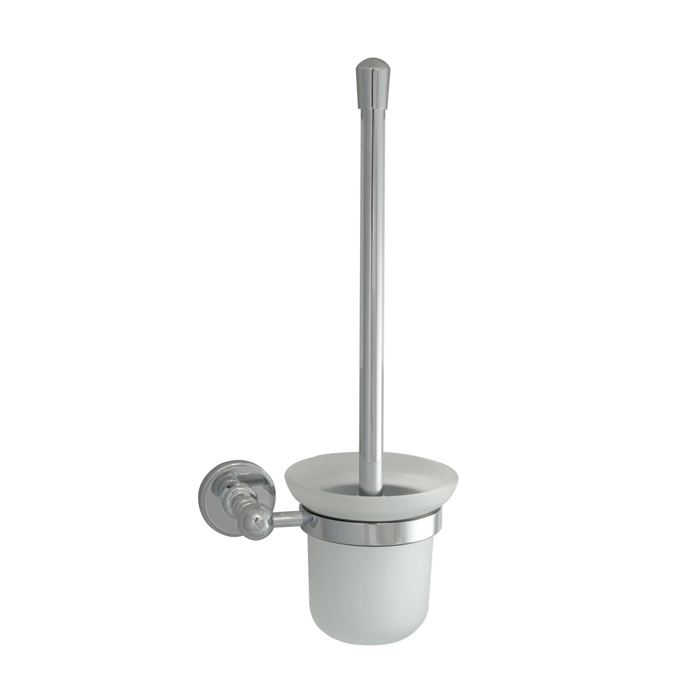 JTP Grosvenor Wall Mounted Toilet Brush, Frosted Glass in Chrome