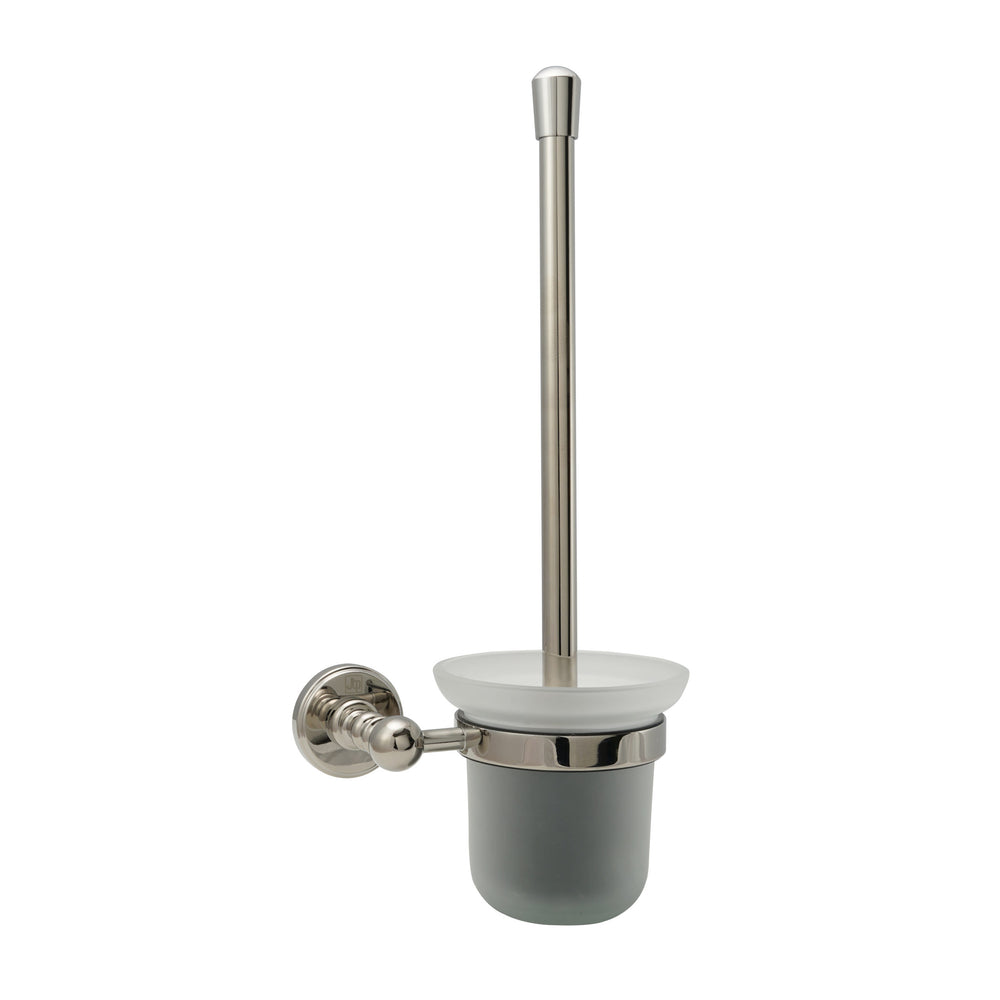 JTP Grosvenor Wall Mounted Toilet Brush, Frosted Glass in Polished Nickel