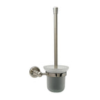 JTP Grosvenor Wall Mounted Toilet Brush, Frosted Glass in Polished Nickel