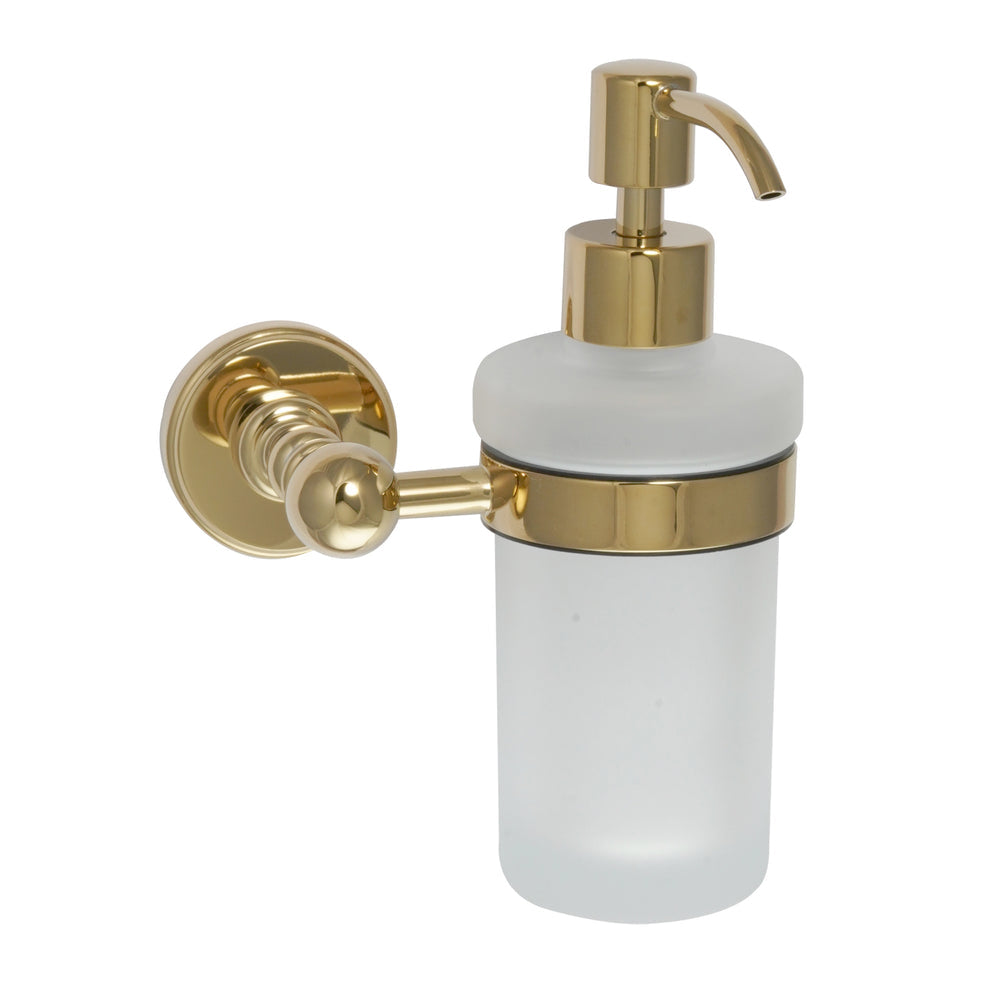 JTP Grosvenor Soap Dispenser, Frosted Glass in Polished Gold