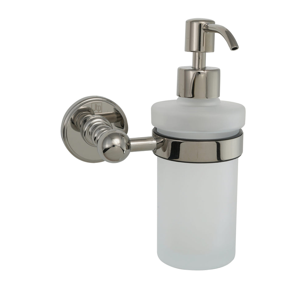JTP Grosvenor Soap Dispenser, Frosted Glass in Polished Nickel