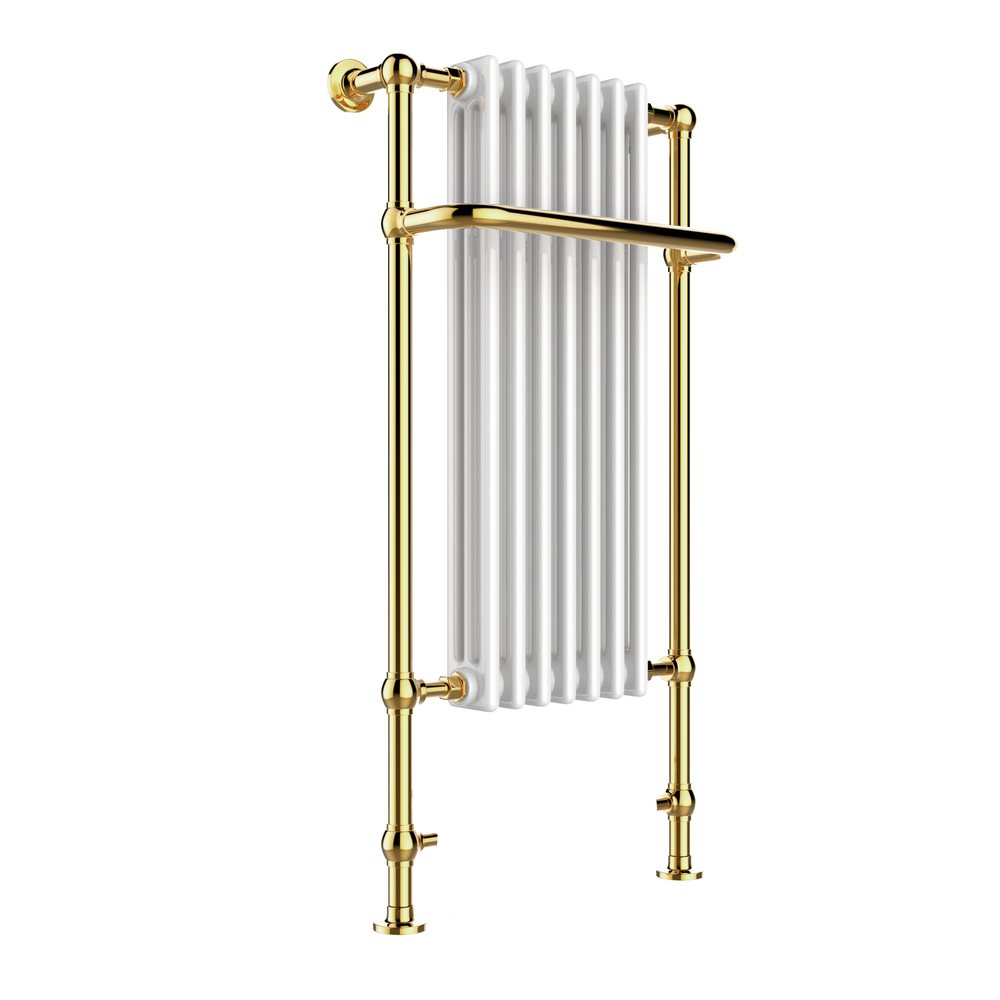 JTP Grosvenor Floor Standing Traditional Towel Radiator in Polished Gold