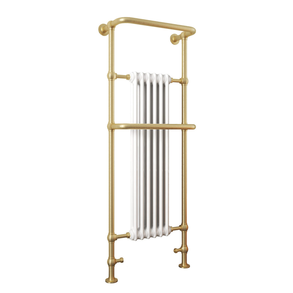 JTP Grosvenor Floor Standing Traditional Towel Radiator in Brushed Brass