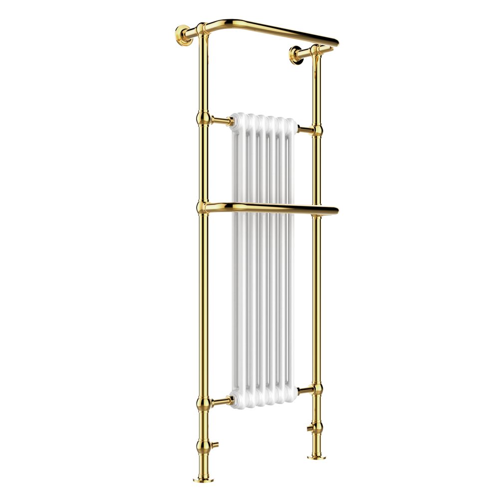 JTP Grosvenor Floor Standing Traditional Towel Radiator in Polished Gold