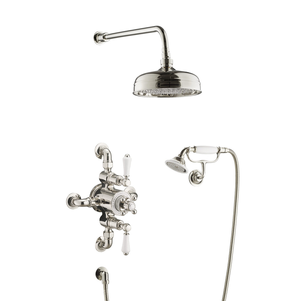 JTP Grosvenor Exposed Thermostatic Shower Valve, 2 Outlet in Polished Nickel