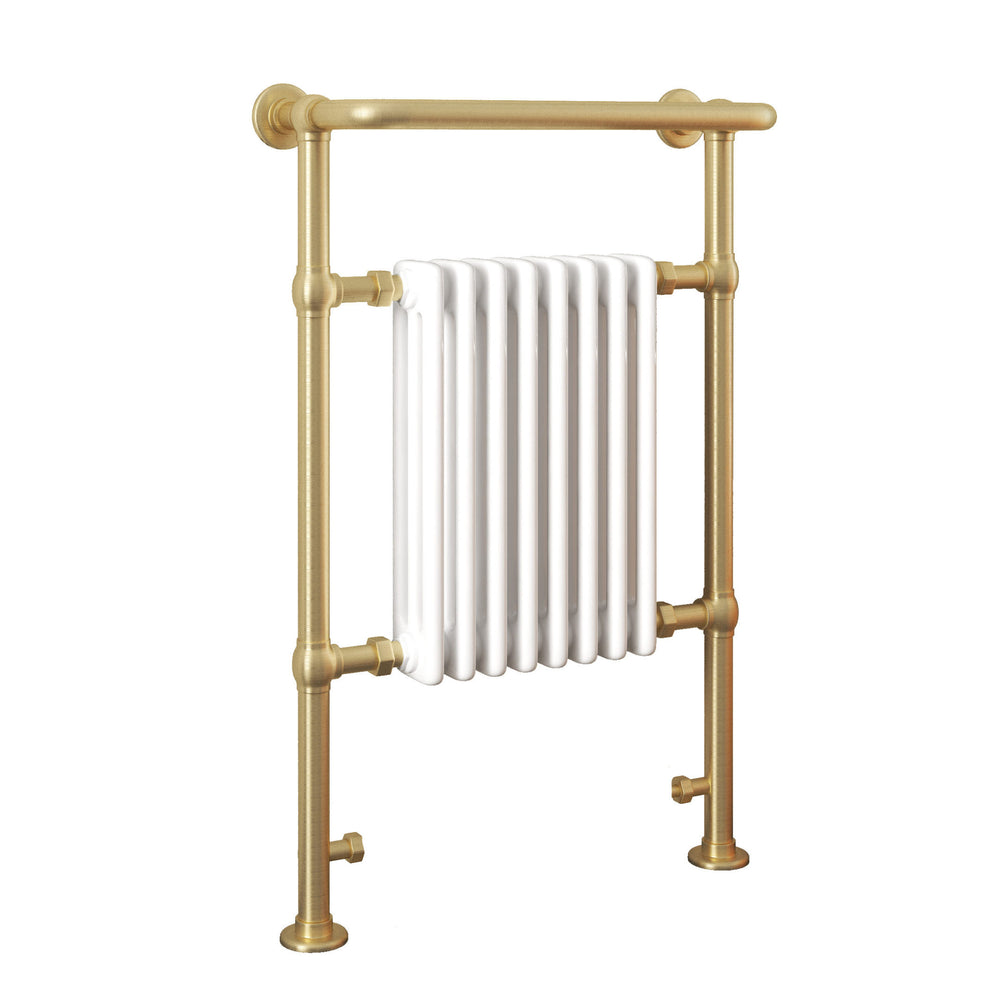 JTP Grosvenor Floor Standing Traditional Towel Radiator in Brushed Brass