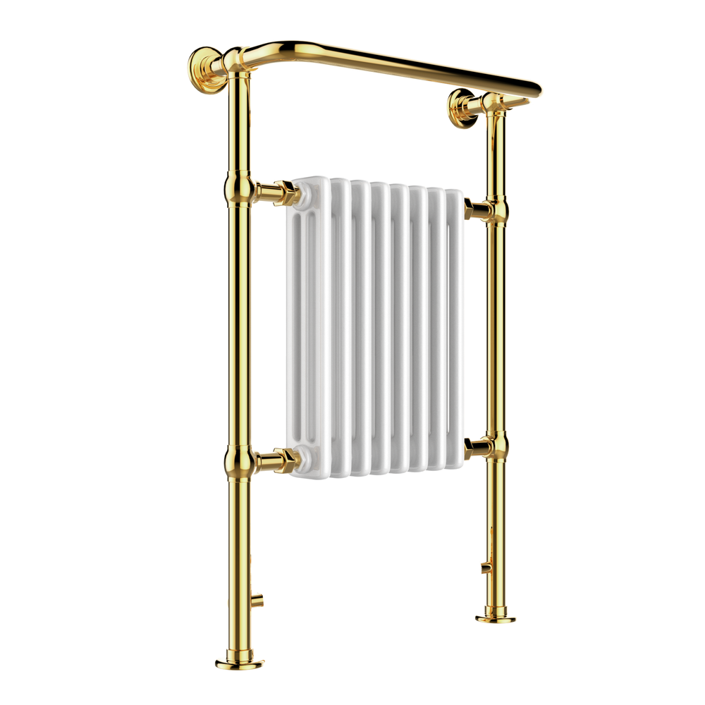 JTP Grosvenor Floor Standing Traditional Towel Radiator in Polished Gold
