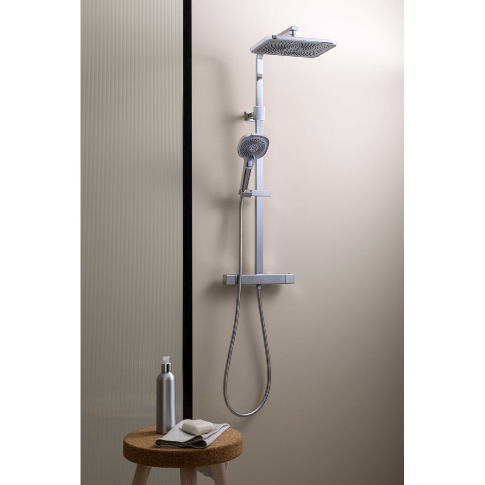JTP HIX Thermostatic Bar Valve, 2 Outlet, with Adjustable Riser and Multifunction Handle in Chrome