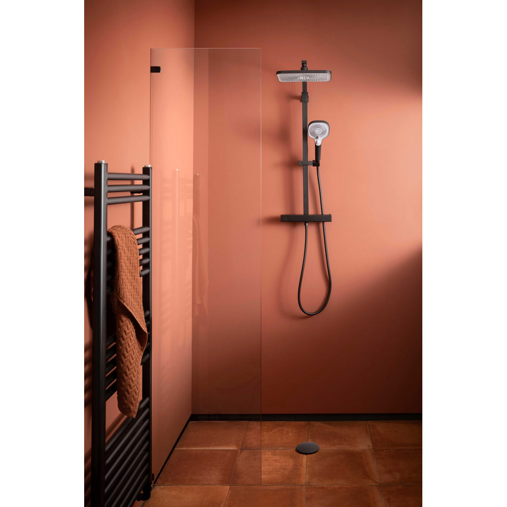 JTP HIX Thermostatic Bar Valve, 2 Outlet, with Adjustable Riser and Multifunction Handle in Matt Black