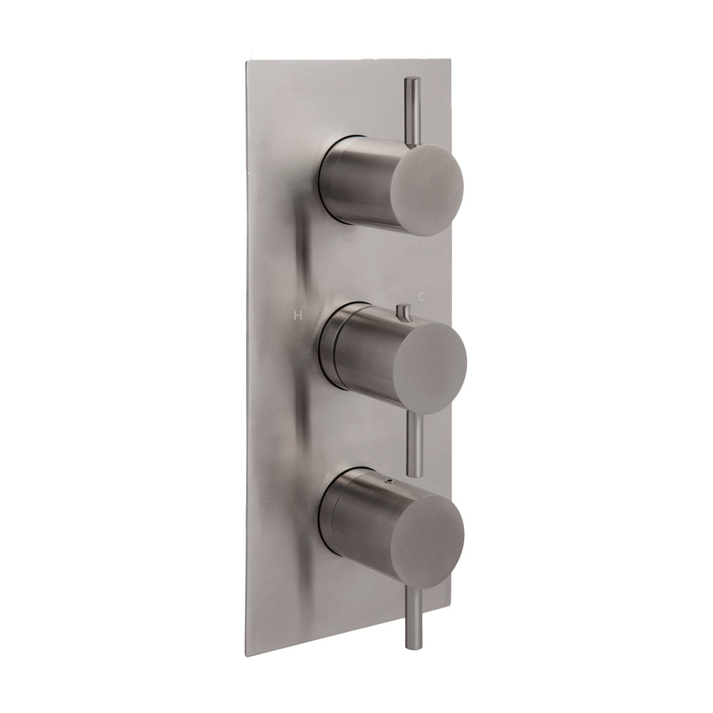 JTP INOX Thermostatic Concealed 2 Outlet Shower Valve, Vertical in Stainless Steel