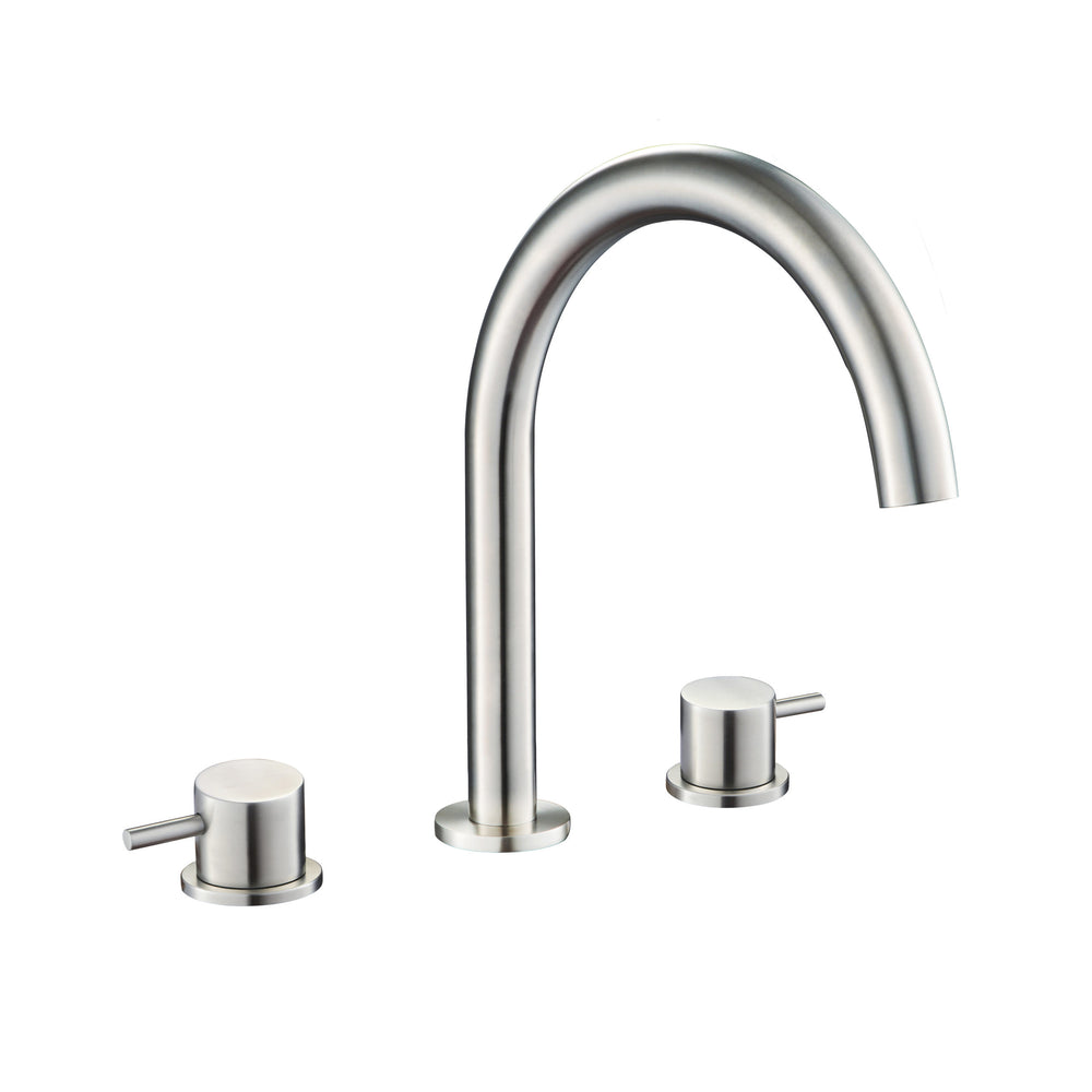JTP INOX 3 Hole Deck Mounted Basin Mixer in Stainless Steel