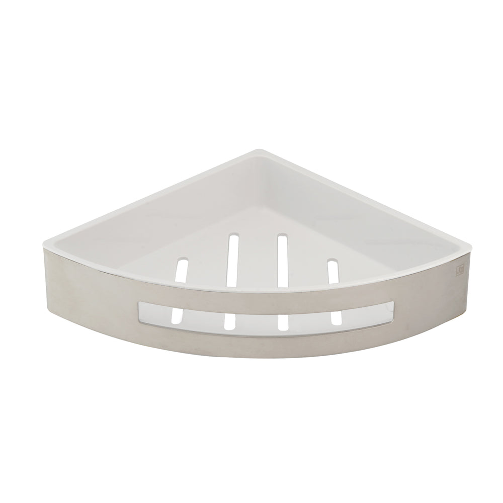 JTP Corner Shower Basket with Shelf in Stainless Steel