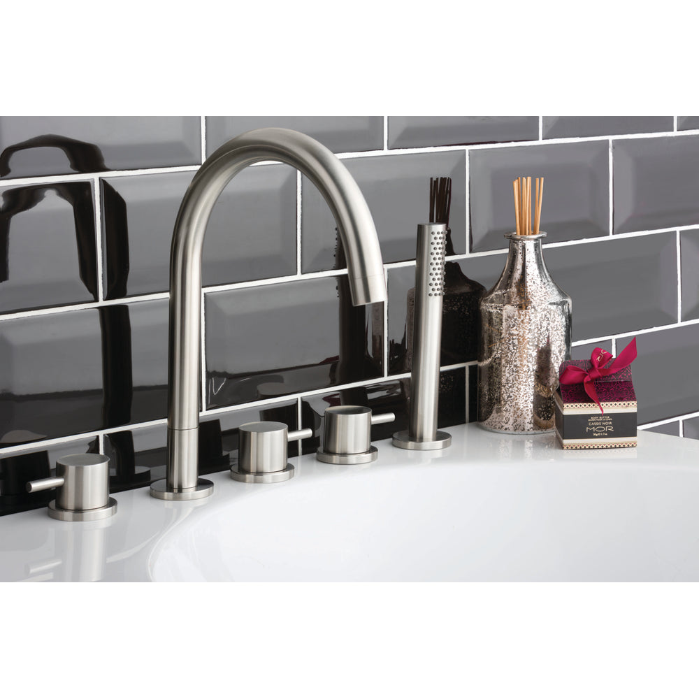 JTP INOX 5 Hole Bath Shower Mixer with Pull Out Hand Shower in Stainless Steel