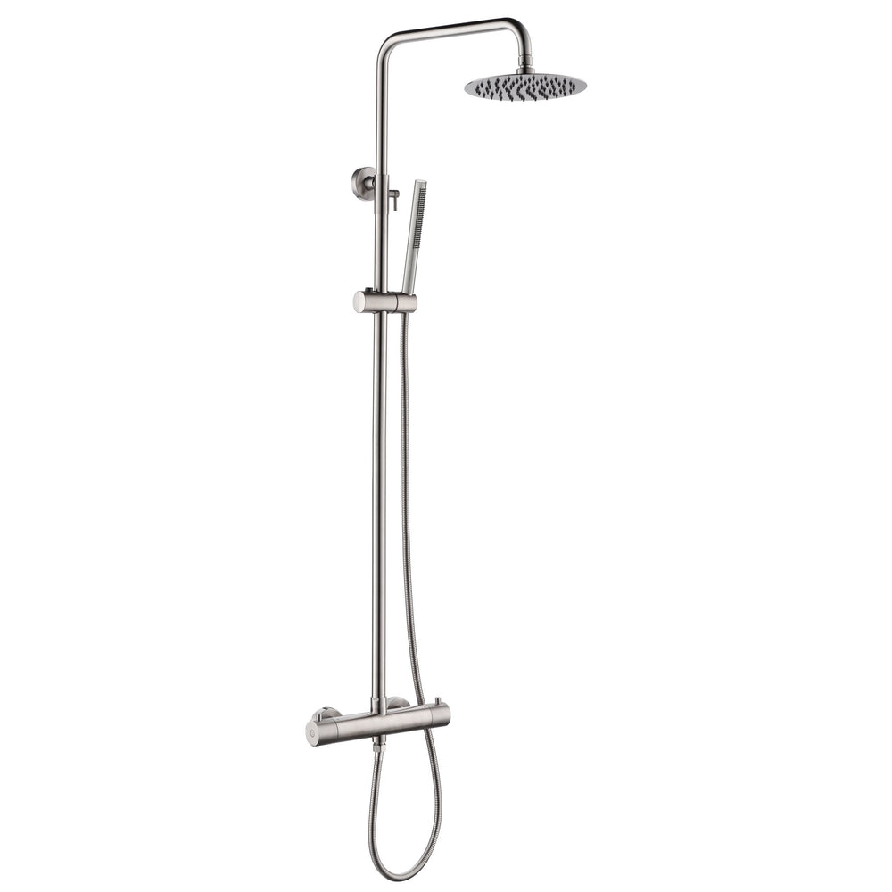 JTP INOX Thermostatic Bar Valve, 2 Outlet, with Adjustable Riser and Kit in Stainless Steel