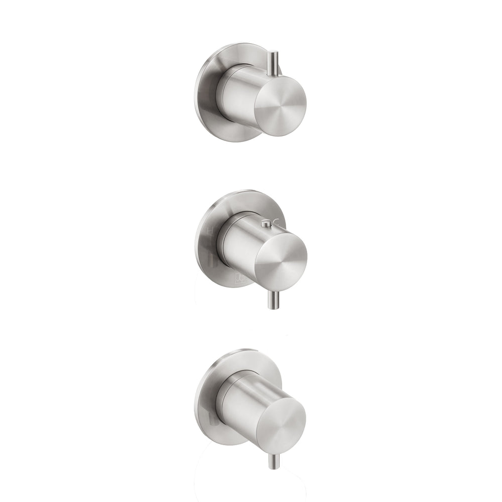 JTP INOX Modular Thermostatic Concealed 3 Outlet Shower Valve in Stainless Steel