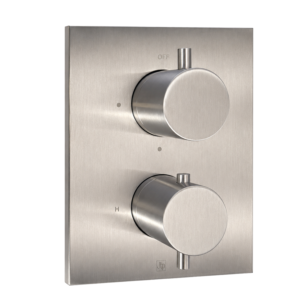 JTP INOX Triple Outlet Thermostatic Trimset for Universal Box in Stainless Steel