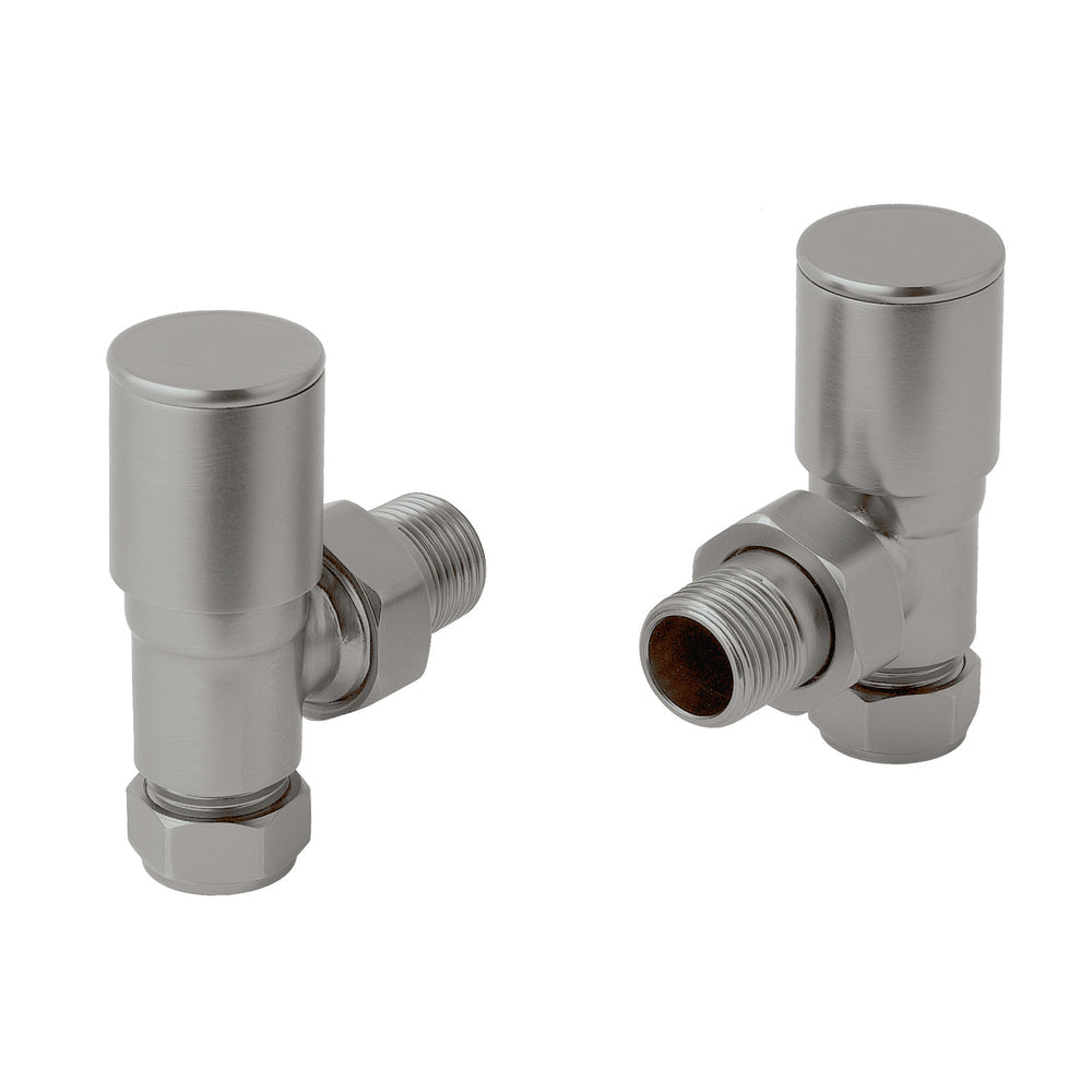 JTP Angled Radiator Valves (Pair) in Stainless Steel