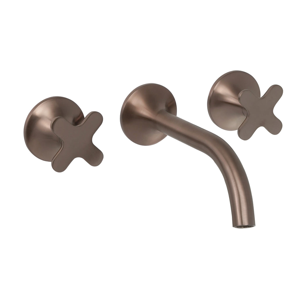 JTP KONO 3 Hole Wall Mounted Basin Mixer in Brushed Bronze