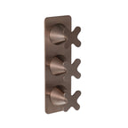 JTP KONO Thermostatic Concealed 3 Outlet Shower Valve, Vertical in Brushed Bronze