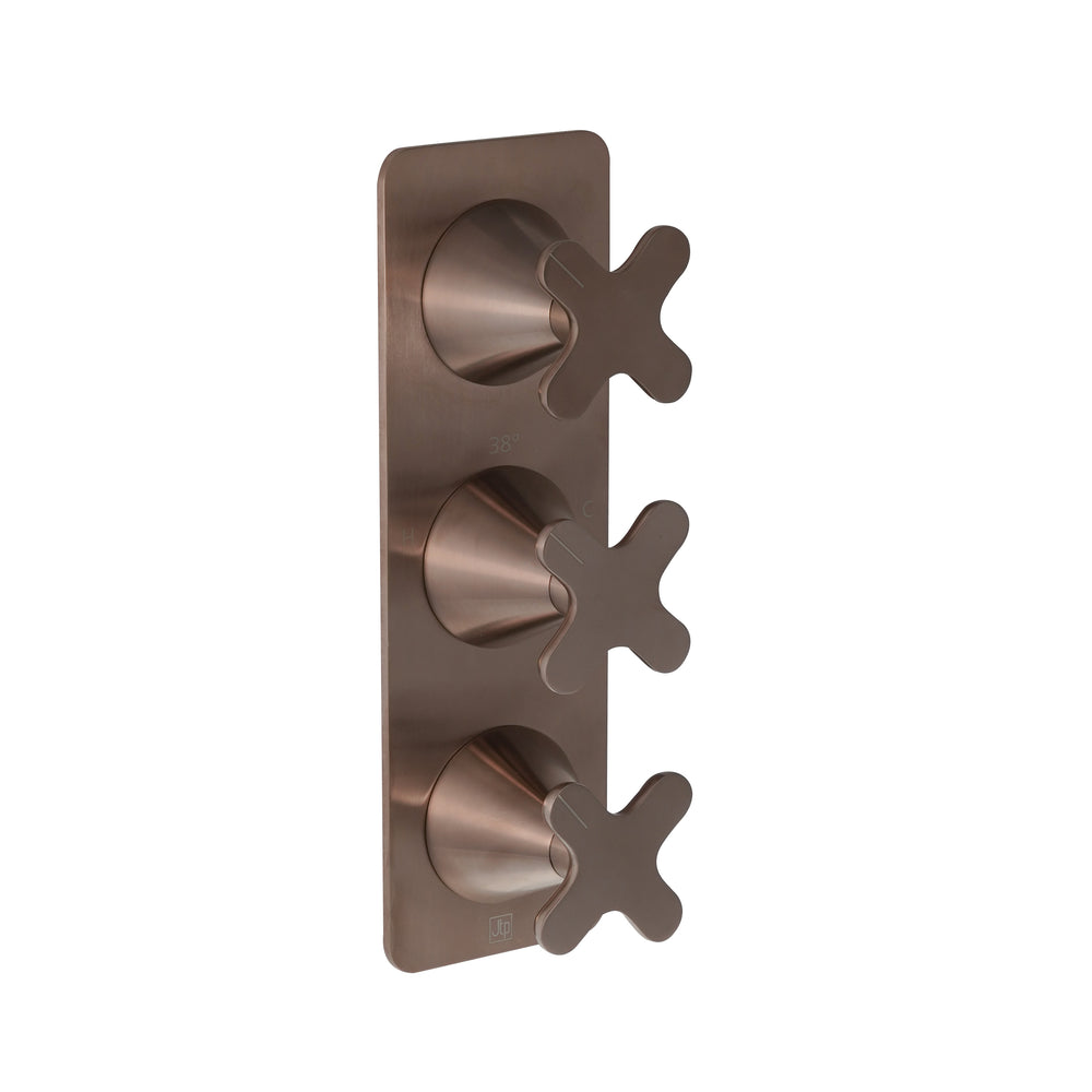 JTP KONO Thermostatic Concealed 3 Outlet Shower Valve, Vertical in Brushed Bronze