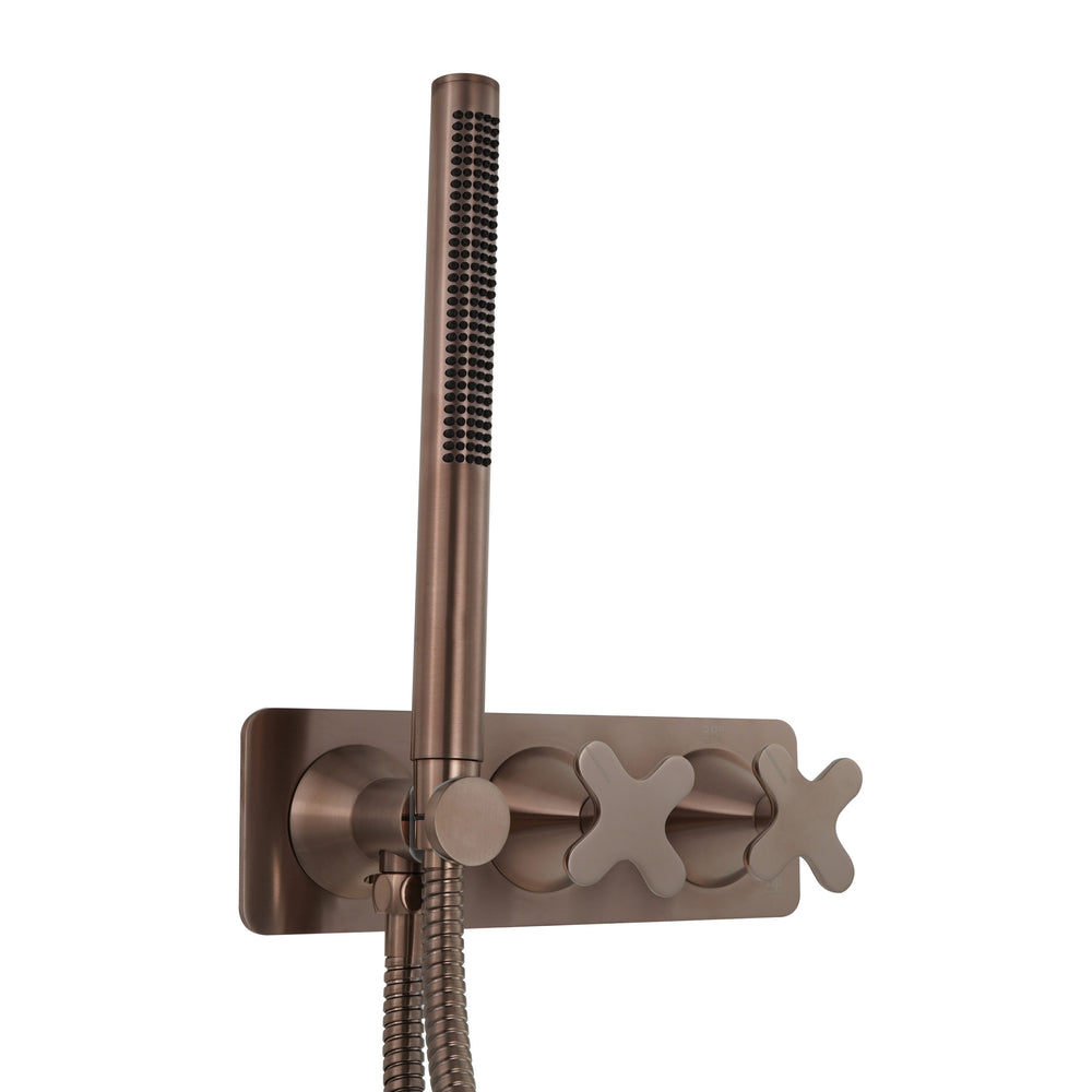 JTP KONO Thermostatic Concealed 2 Outlet Shower Valve with Attached Handset in Brushed Bronze