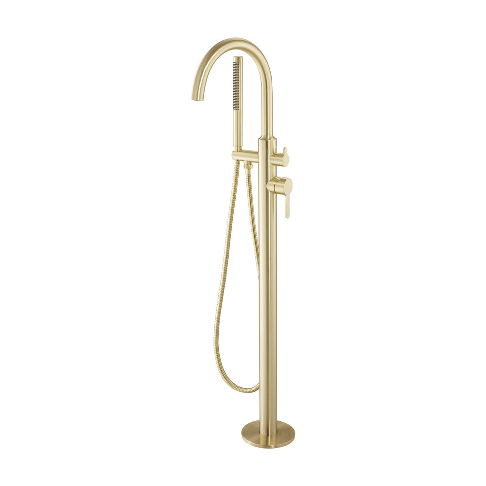 JTP KONO Floor Standing Bath Shower Mixer with Kit in Brushed Brass