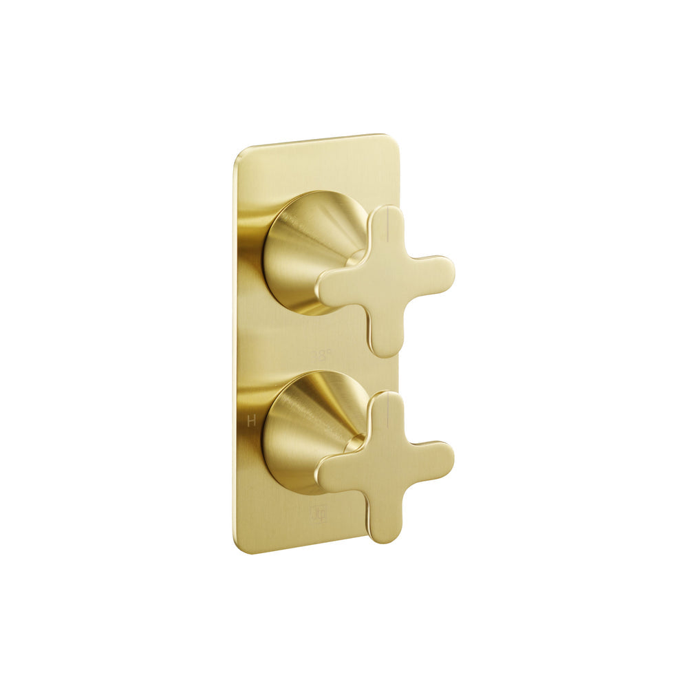 JTP KONO Thermostatic Concealed 2 Outlet Shower Valve KO671 in Brushed Brass