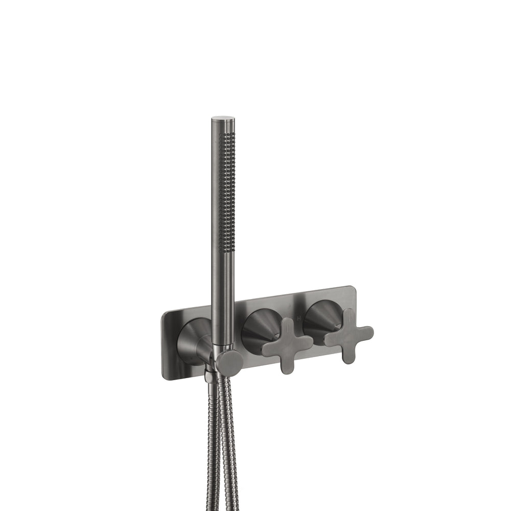 JTP KONO Thermostatic Concealed 2 Outlet Shower Valve with Attached Handset in Brushed Black