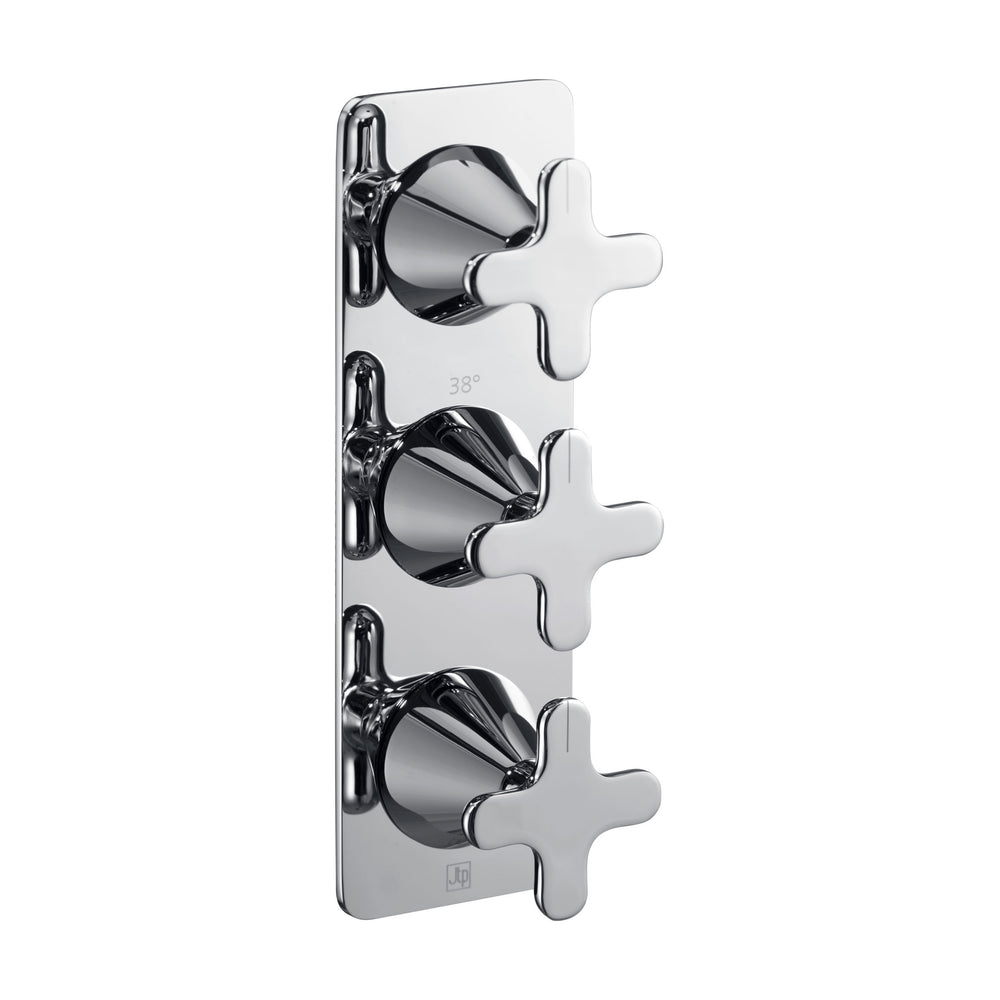 JTP KONO Thermostatic Concealed 2 Outlet Shower Valve, Vertical in Chrome