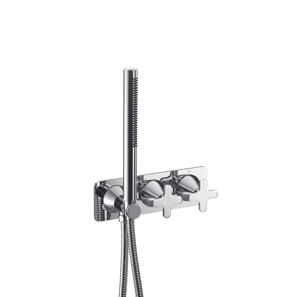 JTP KONO Thermostatic Concealed 2 Outlet Shower Valve with Attached Handset in Chrome