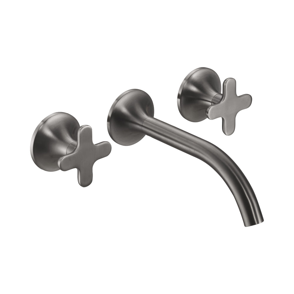 JTP KONO 3 Hole Wall Mounted Basin Mixer in Brushed Black