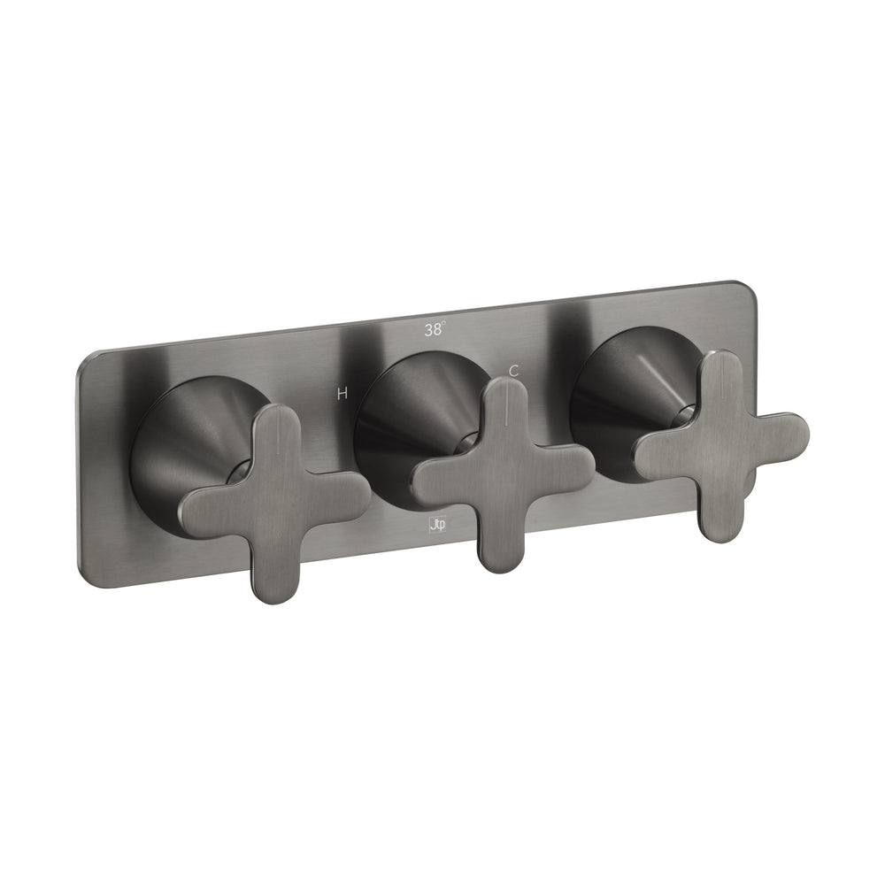 JTP KONO Thermostatic Concealed 2 Outlet Shower Valve, Horizontal in Brushed Black