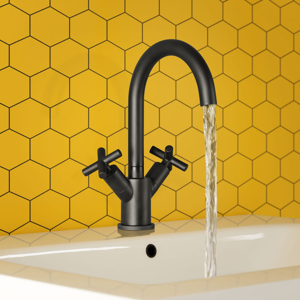 JTP Solex Mono Basin Mixer with Swivel Spout in Matt Black