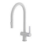 JTP VOS Single Lever Pull Out Kitchen Sink Mixer in Matt White