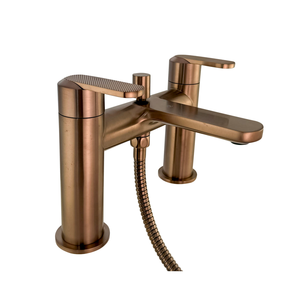 JTP NEO Deck Mounted Bath Shower Mixer with Kit in Brushed Bronze