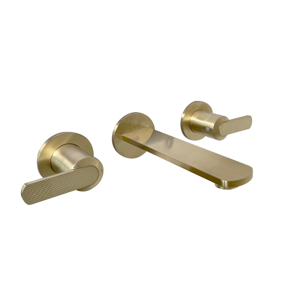 JTP NEO 3 Hole Wall Mounted Basin / Bath Mixer in Brushed Brass