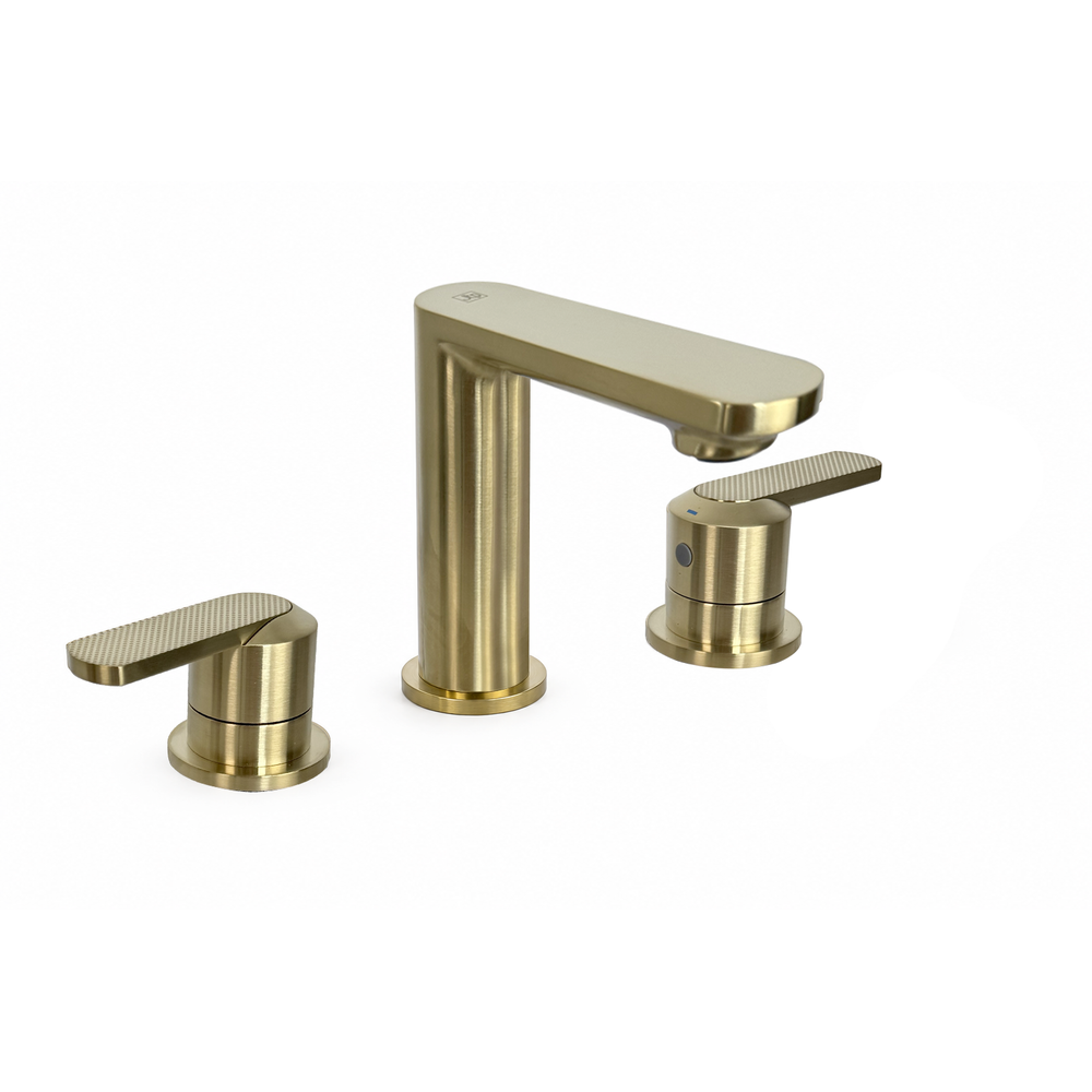 JTP NEO 3 Hole Deck Mounted Basin Mixer in Brushed Brass