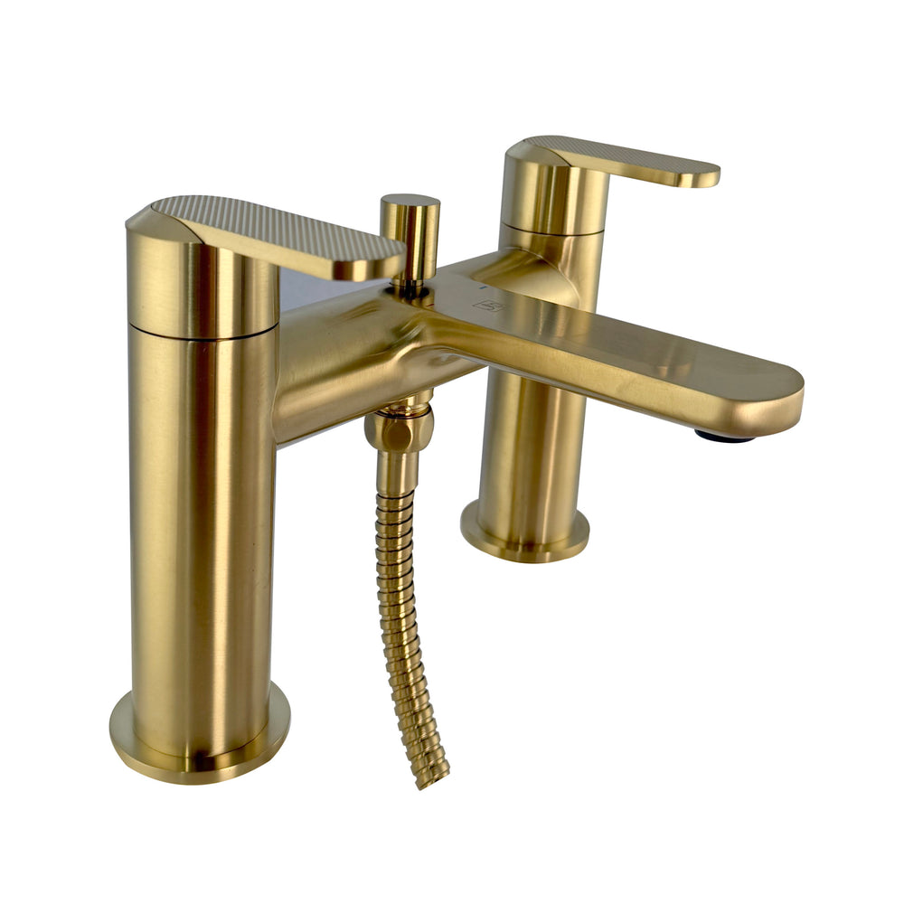 JTP NEO Deck Mounted Bath Shower Mixer with Kit in Brushed Brass