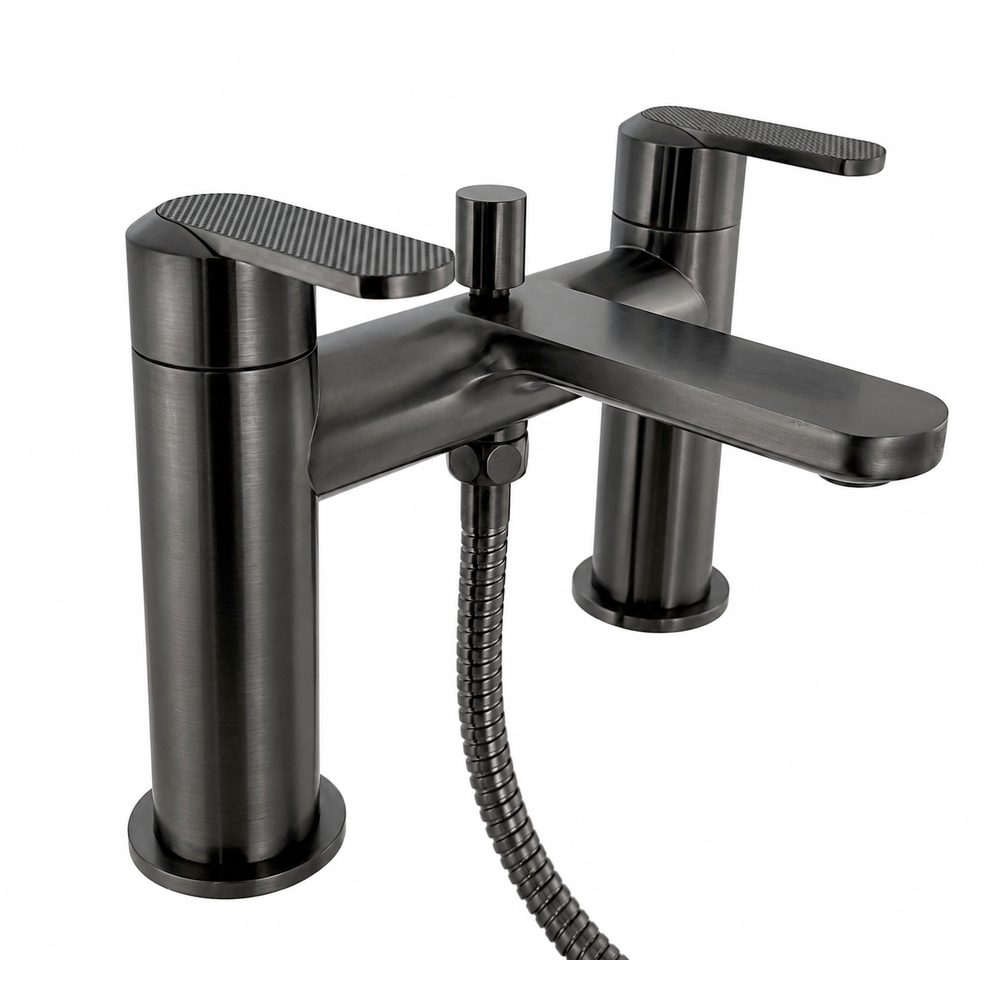 JTP NEO Deck Mounted Bath Shower Mixer with Kit in Brushed Black