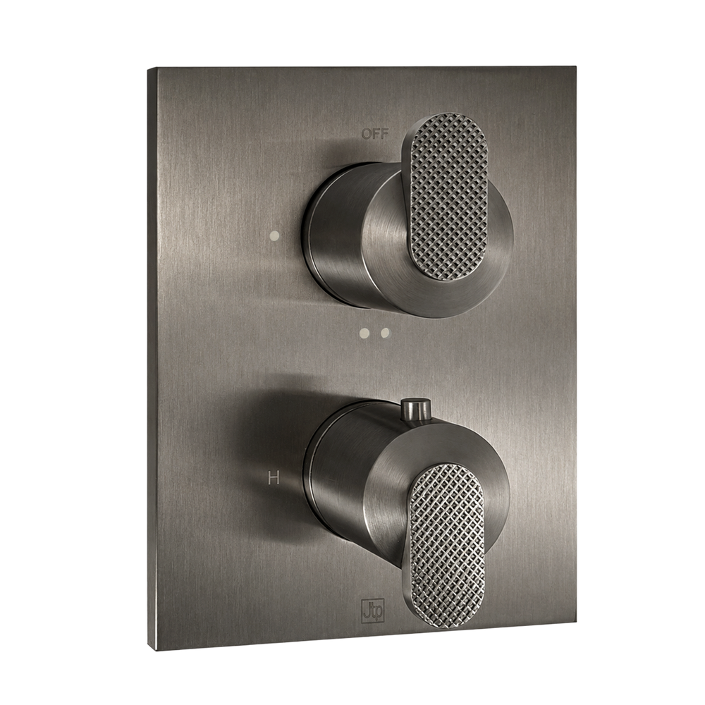 JTP NEO Double Outlet Thermostatic Trimset for Universal Box in Brushed Black