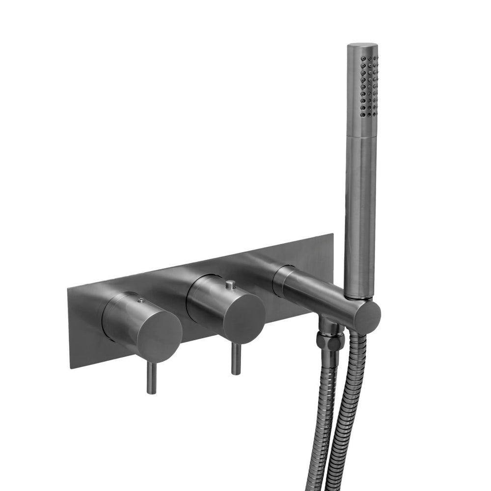 JTP VOS Thermostatic Concealed 2 Outlet Shower Valve with Attached Handset in Brushed Black