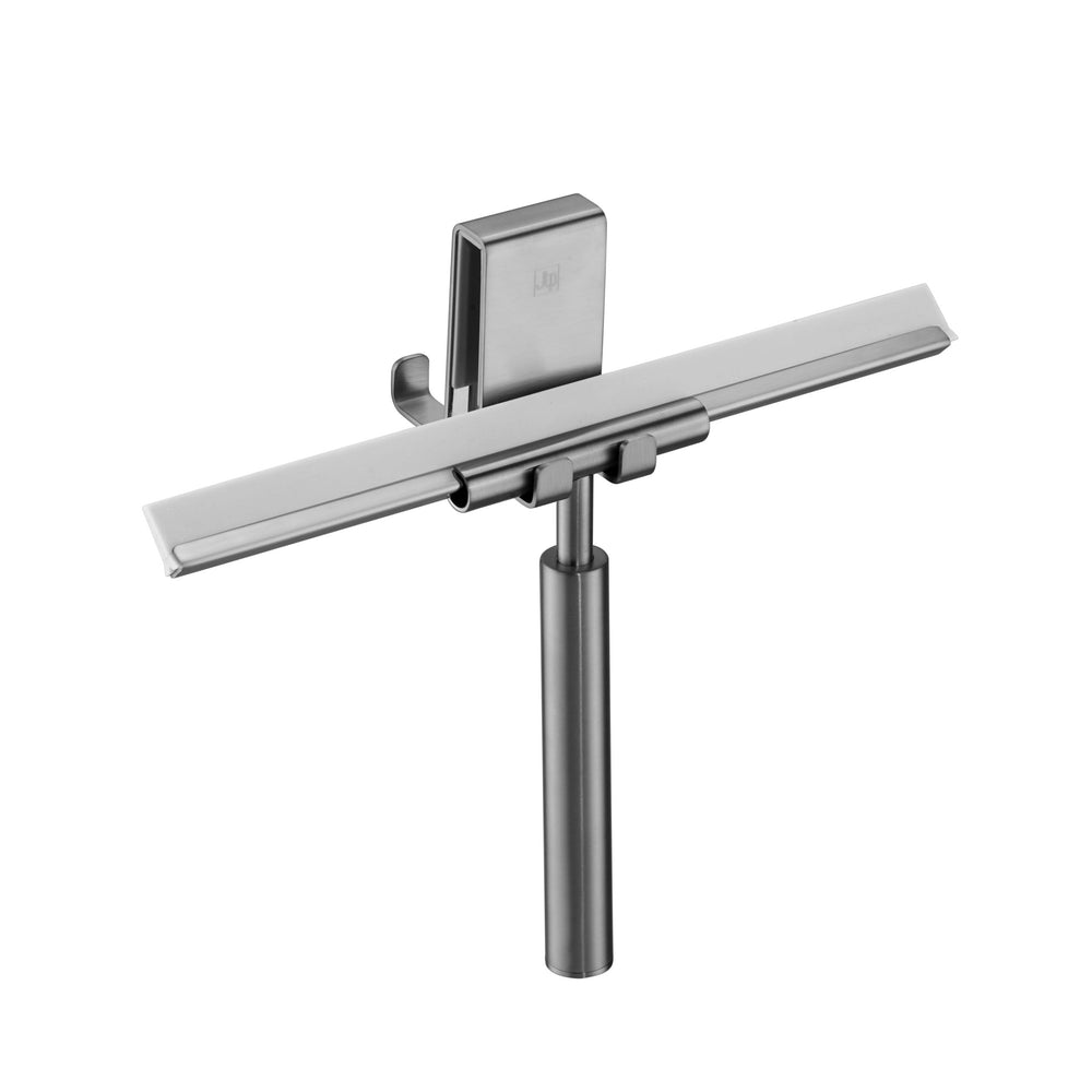 JTP Shower Squeegee with Double Sided Hook in Brushed Black