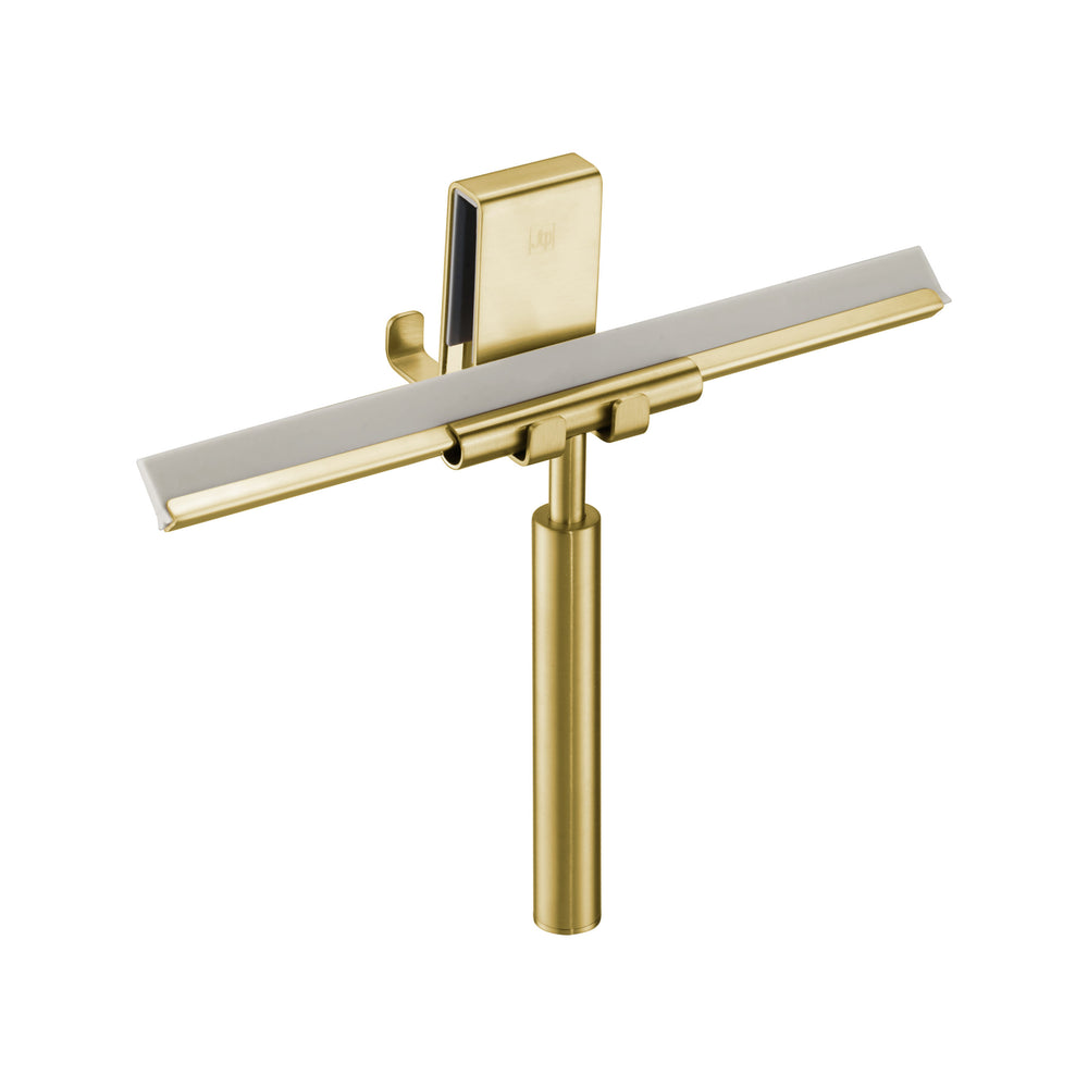 JTP Shower Squeegee with Double Sided Hook in Brushed Brass