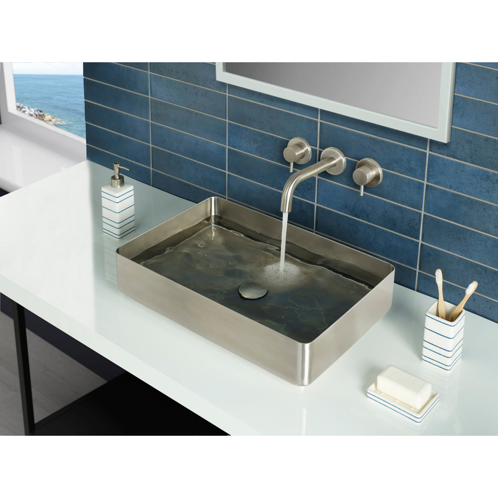 JTP INOX 3 Hole Wall Mounted Basin Mixer in Stainless Steel