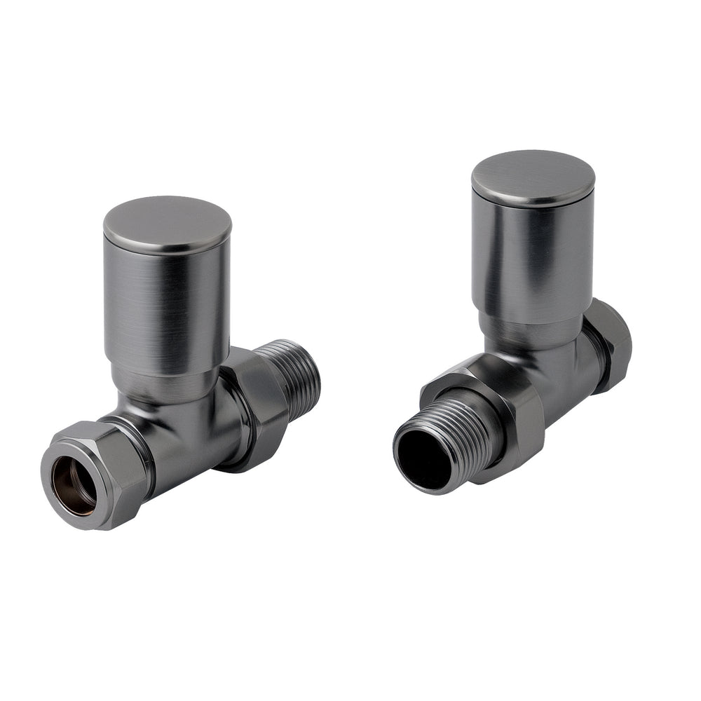 JTP Straight Radiator Valves (Pair) in Brushed Black