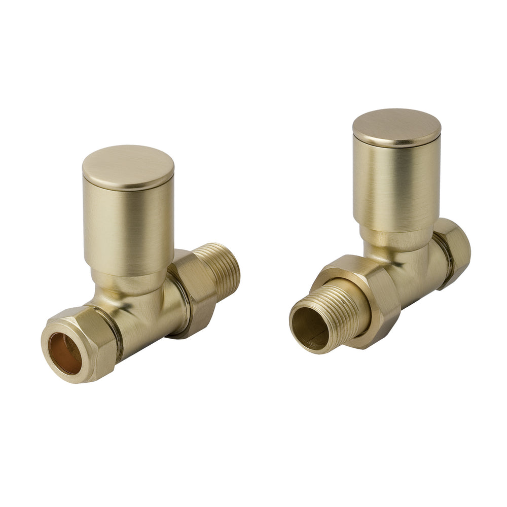 JTP Straight Radiator Valves (Pair) in Brushed Brass