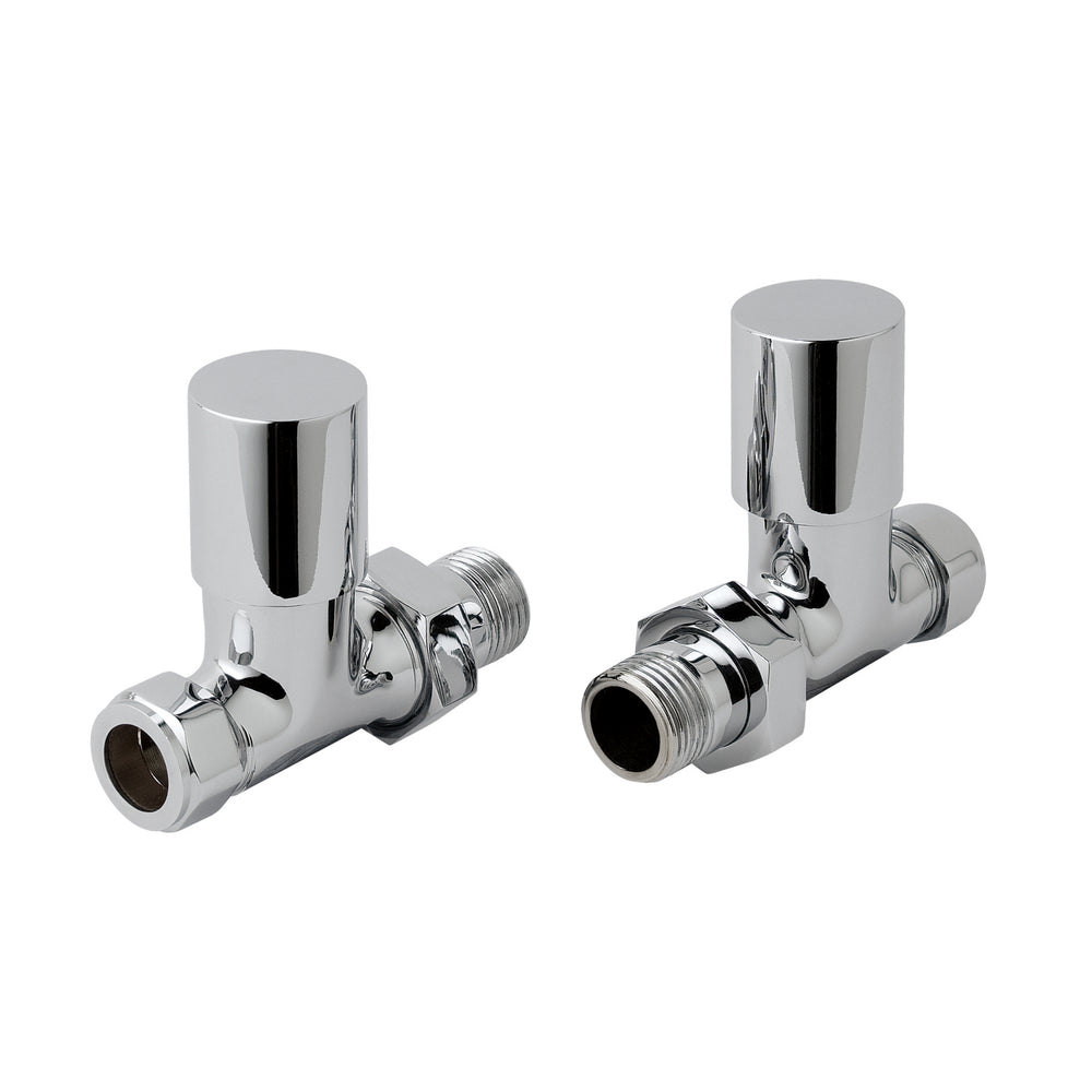 JTP Straight Radiator Valves (Pair) in Chrome