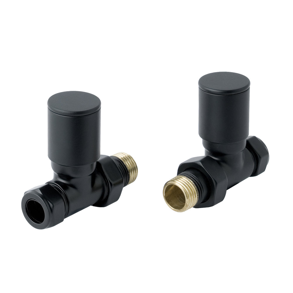 JTP Straight Radiator Valves (Pair) in Matt Black